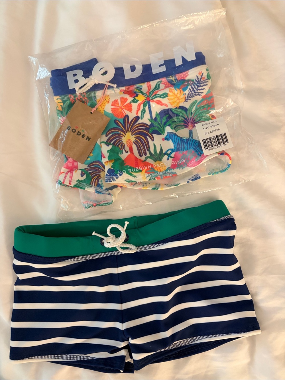 Mini boden swim trunks